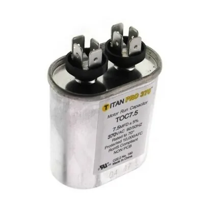 Run Cap 7.5 MFD 370vac Electric Motor Run Oil Fill Capacitor Uf HVAC Titan Oval • $7.84