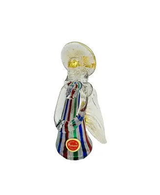 Murano Millefiori Gold Dust Glass Angel Figurine Italy  Labeled Halo Multicolor • $30