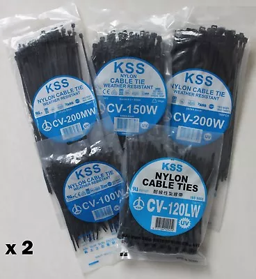 1000 X Black Nylon Zip Cable Ties UV Resistant KSS QUALITY Assorted Mix Size Kit • $54.70