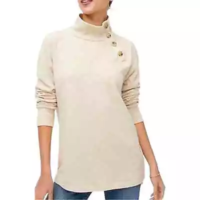 J. Crew Medium Wide Button Collar Pullover Oversized Oatmeal • $20