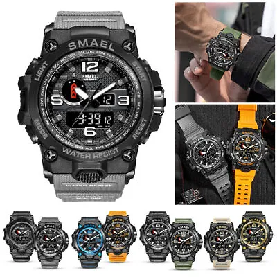 SMAEL Mens Army Military Data Alarm Waterproof Sport Digital Analog Quartz Watch • $15.95