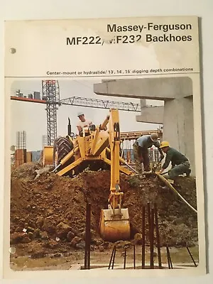 Massey-Ferguson MF 222/232 Backhoe Brochure-for 2135/3165/200/300 Tractor Loader • $19.99