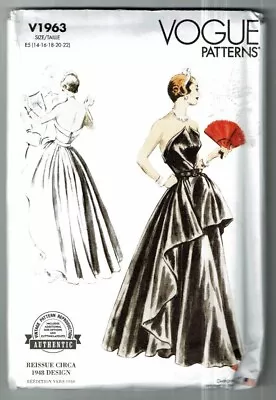 Vogue #V1963 RETRO '48s Strapless Evening Dress Pattern Size: 14-22 UC • $11.99