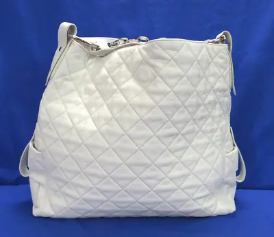 MY FLAT IN LONDON #EQMO51245 Hobo Quilted White LEATHER Chain Tote Purse/Bag • $64