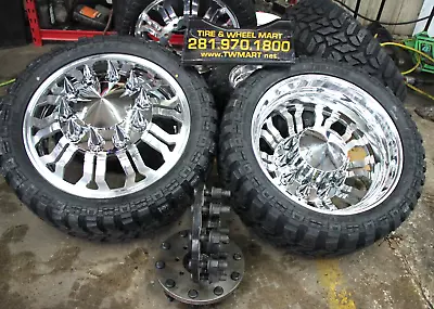 22” CUSTOM CUT ALCOA WHEELS FOR  DUALLY TRUCKS  W/35125022 Tire Caps Adapters • $5700