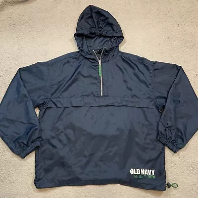 VTG Old Navy Mens Small Anorak Jacket Packable 100% Nylon Navy Windbreaker Read • $19.50