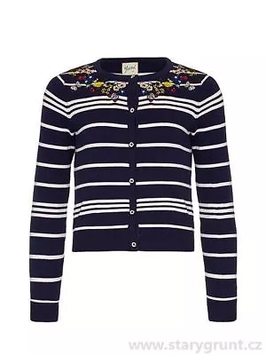 Yumi Girls Stripe Embroidered Cardigan Navy Age 5-6 Years SALEd CC 14 • £12