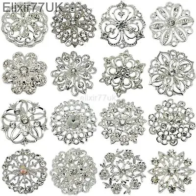 £92.39 • Buy 5-100 Silver Crystal Brooch Joblot Bridal Wedding Bouquet Wholesale Lot Diy Uk