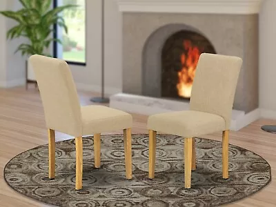 Set Of 2 Abbott Parsons Kitchen & Dining Chairs Light Fawn Fabric Padding  • $145