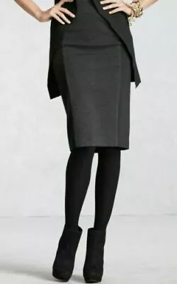  CAbi Womens Size 2 Ponte Knit Pencil Skirt Style #449 Black Gray Colorblock 479 • $17.99