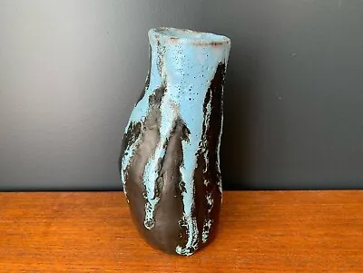 1969 Danish Fat Lava Blue & Black Vase - Mid Century Modernist - Denmark • £20