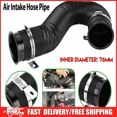 76mm 3inch Car Cold Air Intake Inlet Pipe Flexible Duct Tube Hose Kit Black • $18.99