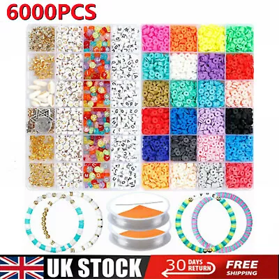 £11.59 • Buy 6000PCS Jewelry DIY Kit Clay Spacer Bracelet Colorful Ceramic Making Beads Set