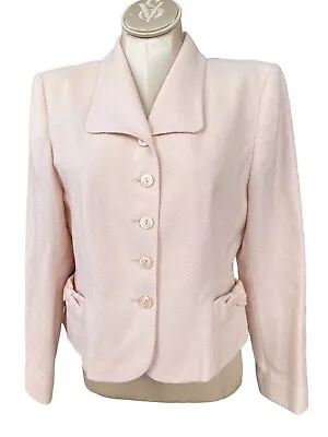 Pendleton Blazer Light Pink Bow Pockets Wool Vintage Women’s 10 Petite • $29.95