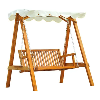 Outsunny 2 Seater Wooden Garden Swing Chair Seat Hammock Bench Furniture Lounger • £209.99