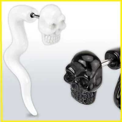 Fake Ear Stretchers Tapers Snake Skull  Mens Earrings Body Piercings  B2GOF • £2.99