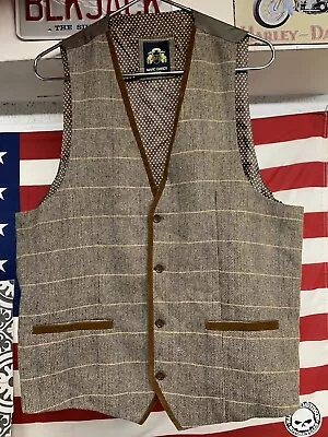 Men’s Marc Darcy Tweed Check Waistcoat Size 50R Country Casual  • £18