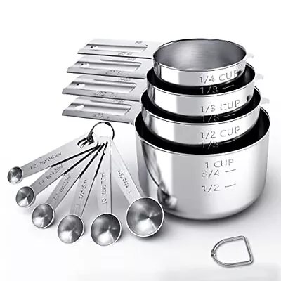 Stainless Steel Measuring Cups/Spoons Set Kitchen Gadgets For Cooking & Baking • $22