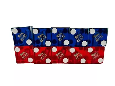 MGM Casino Dice Lot Of 10 Red Blue Cancelled Drilled Translucent Number Vintage • $55.54