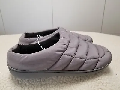 ABOUND Union Puffer Quilted Scuff Slippers Gray Tonal Pattern Nylon Size M 9/10 • $14.98