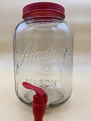 Red Aladdin 1 Gallon Cold Beverage Mason Jar Glass Dispenser Pitcher W/Spout • $39.96