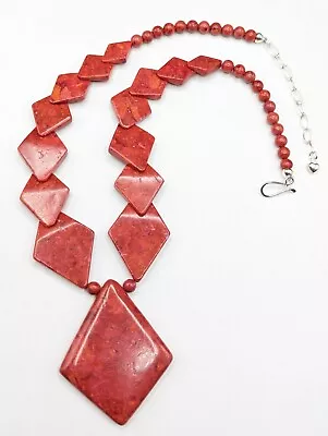 Jay King Mine Finds DTR Desert Rose Trading Red Coral Beaded 925 Necklace *Chip* • $45