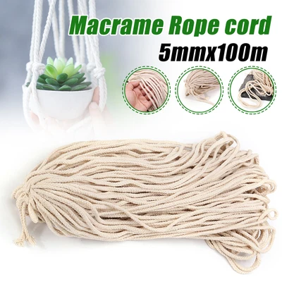 $10.57 • Buy 5mm 100m Natural Cotton Twisted Cord Craft Macrame Artisan Rope Craft String AUS