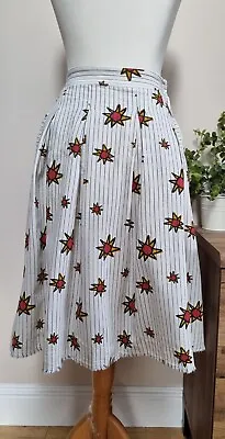 Ottod’Ame Size 8 Midi Skirt Linen Sun Twee Academia Quirky Art To Wear • £12.99