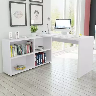 Corner Computer Desk L Shaped Student Study Table Home Workstation With Shelves • $243.95