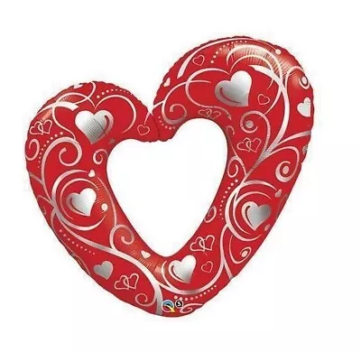 Red Heart Wedding Valentines Day Party 42  Large Qualatex Foil Balloon Helium • $8.64