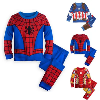 Kids Baby Boys Superhero Spiderman Clothes Nightwear Sleepwear Outfits Pjs Set • £8.49