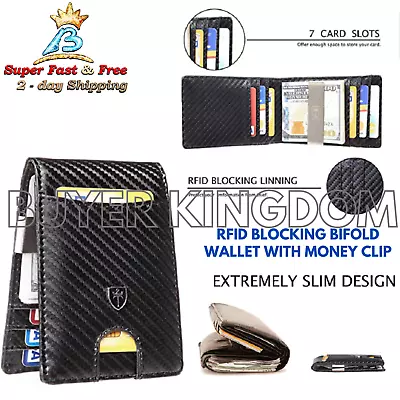 Mens RFID Blocking Bifold Leather Slim Wallet Money Clip Credit Card Holder 4.3  • $25.92