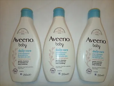 3 X AVEENO Baby Daily Care 2-in-1 Shampoo & Conditioner 250 Ml • £12