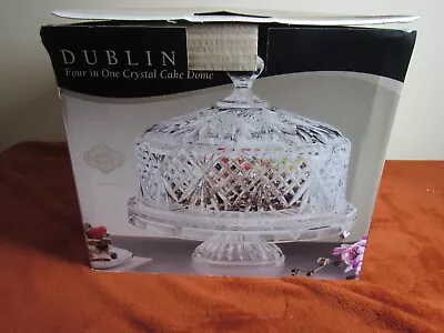 Shannon By GODINGER Cake Stand W/Dome Punch Bowl Appetizer Plate 24% Crystal • $107.99