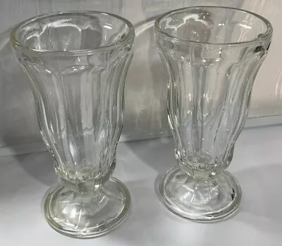 2 Old Fashion Ice Cream Glasses Milkshake Malt Soda Fountain Sundae 8” Tall • $9.99