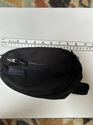 Vintage JANSPORT Black Fanny Pack Hip Bag Double Zip NOS • $37