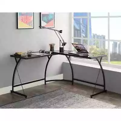 Home Office Computer Desk Glass Top L Shaped Computer Desk Modern Gaming Table • $119.99