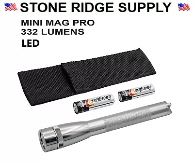 New Maglite Pro 332 Lumens LED SP2P10H Mini MAG 2-Cell AA Made In USA Silver • $38.98