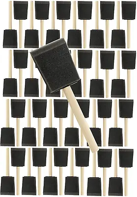 $24.01 • Buy Pro Grade 2 Inch Foam Sponge Wood Handle Paint Brush Set 48 Value Pack Durable