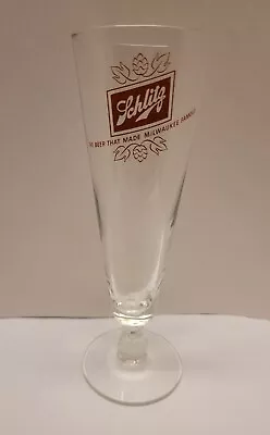 Vintage Schlitz Beer Footed Beer Glass  The Beer That Made Milwaukee Famous  9oz • $6.95