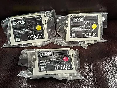 Genuine Set 3 Epson T0603-t0604 Ink Stylus C68/c88 Cx3800/cx7800 Sealed • $11