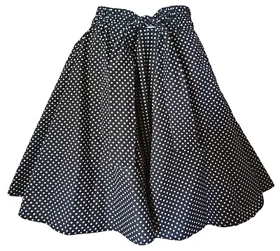 1950s Vintage Retro Rockabilly Circle Skirt Black/White Polka Dot Choice Of Size • £20.99