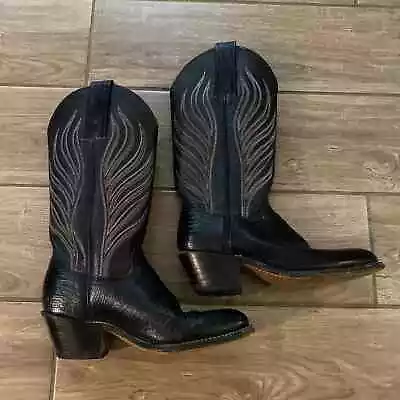 Vintage Frye Black Leather Pull On Western Cowgirl Boots Womens 6B • $89.99