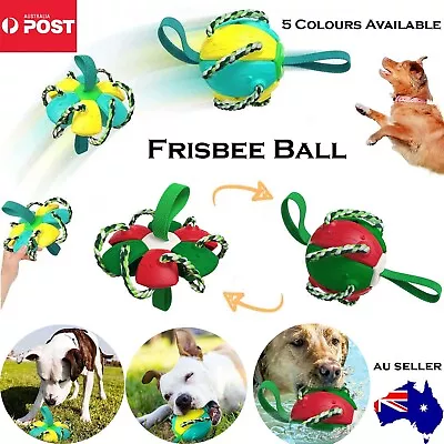 Pet Dog Frisbee Flying Ball With Grabs Tug Toy Interactive Fetch Toy Water Toy • $24.95