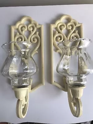 Vintage Homco 1982 Crème  Wall Sconce Candle Holders Hollywood Regency #4229 • £26.93