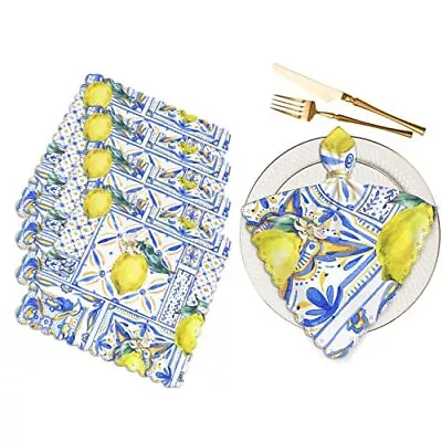 Watercolor Lemon Ornament Cloth Napkins Dinner Table Napkins Fruit Hand Drawn... • $23.47