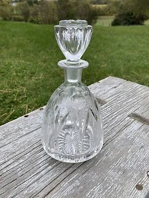 Vintage Cut Crystal Liquor Wine Decanter With Faceted Stopper 8 3/4” 20 Oz • $35.95