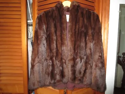 HESS's Vtg. LADIES Brown MINK FUR STOLE W/Hook & Eye Closure & 2 Hand Openings • $79