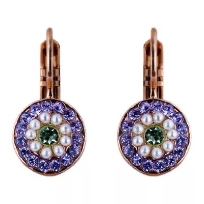 Mariana Mint Chip Rose Gold Earrings Light Green & Purple Circle Pave 1148 • $48.30