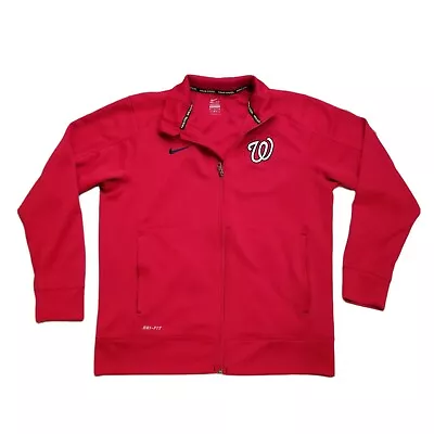 Washington Nationals MLB Baseball Nike Dri-Fit Full Zip Red Jacket Men Medium • $22.49